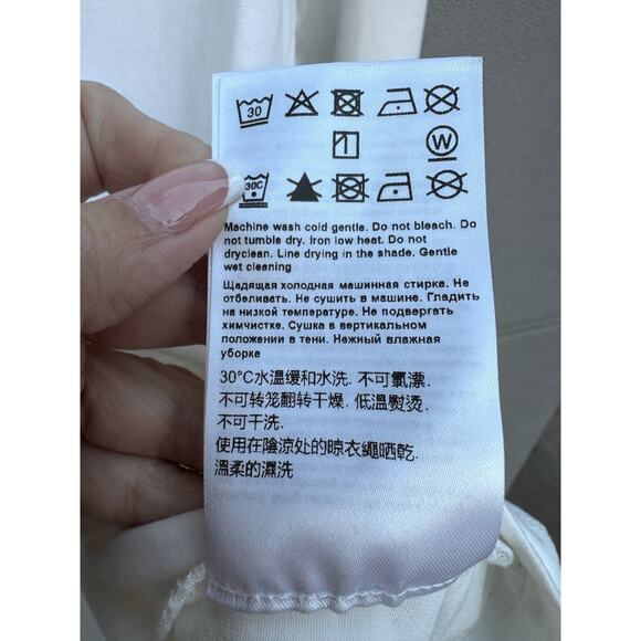 Escada Sport Basic T-shirt long sleeves Ivory Sz S Quiet Luxury Minimalist Luxe - Picture 10 of 14